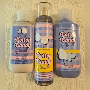 NWT Bath & Body Works Limited Edition Cotton Candy Clouds 3 Pc Set